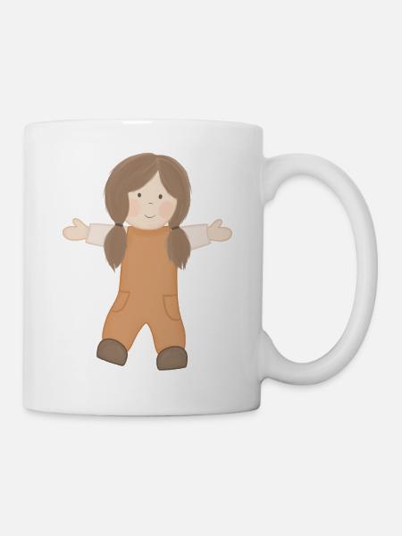 La poupée joyeux en dongarees - Mug blanc - blanc