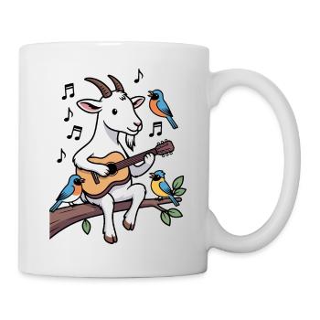 Musicien de chèvre sur la branche avec guitare - Mug blanc - blanc - Droite