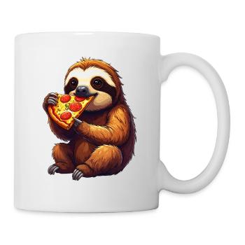 Paresseux avec pizza - Mug blanc - blanc - Droite