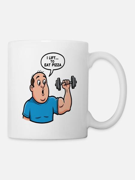 T-shirt caricatural Pizza Lift - Mug blanc - blanc