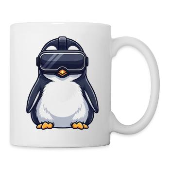 Cute Penguin Tawny Owl Gamer Cartoon VR Gamer - Mug - white - Right