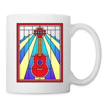 Buntglas-Akustikgitarre - Tasse - Weiß - Rechts