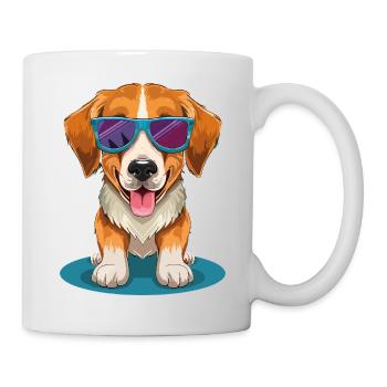 Beagle avec des lunettes de soleil - Mug blanc - blanc - Droite