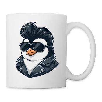 Cool Penguin Sunglasses Rock Roll 60s Hairstyle - Mug - white - Right