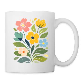 Colorful Flowers Illustration Floral Nature Motif - Mug - white - Right