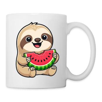 Dessin animé drôle, melon paresseux d’été avec des fruits mignons - Mug blanc - blanc - Droite