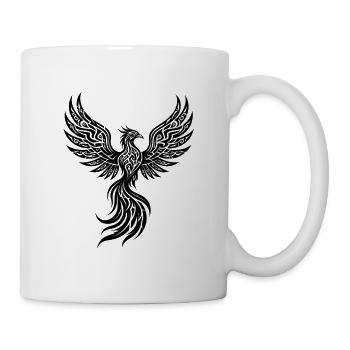 Tribal Phoenix mit ausgebreiteten Flügeln - Tasse - Weiß - Rechts