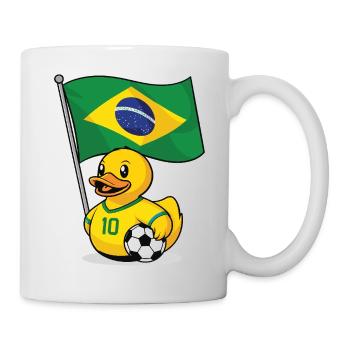 Le fan de football brésilien avec un drapeau - Mug blanc - blanc - Droite