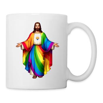 Jesus Arc en Ciel Coeur Pride - Mug blanc - blanc - Droite