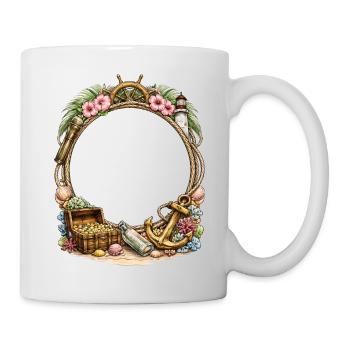 Maritime frame with treasure and anchor - Mug - white - Right