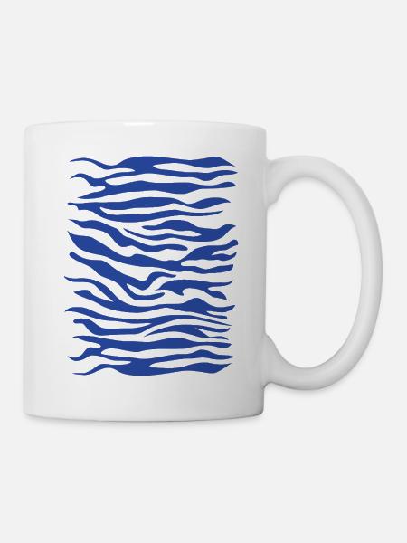 Zebra Muster blau - Tasse - Weiß