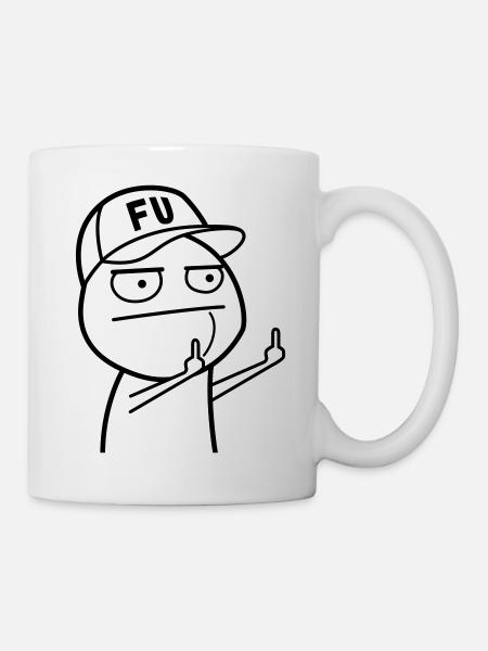 FU Meme with baseball cap (colors can be changed) - Mug - white
