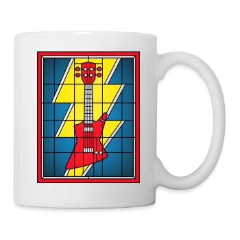 Glasmaleri-Gitarre mit Blitz - Tasse - Weiß - Rechts