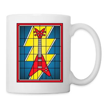 Glasmaleri-Gitarre mit Blitz - Tasse - Weiß - Rechts