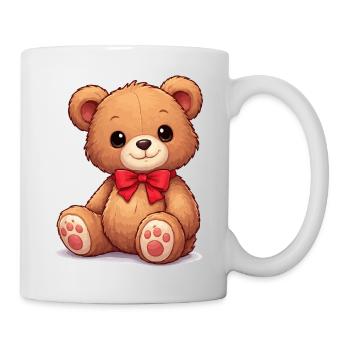 Cuddly bear with red ribbon - Mug - white - Right