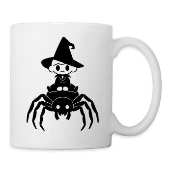 Cute Witch Rides Spider Halloween Motif - Mug - white - Right