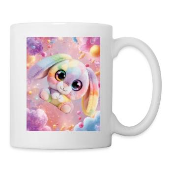Regenbogen Kuschelhase im Zauberraum - Tasse - Weiß - Rechts