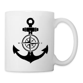 Anker Kompass Silhouette - Tasse - Weiß - Rechts
