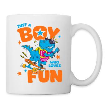 Einfach ein Junge, der Spaß liebt, lustiges Hemd-Kind - Tasse - Weiß - Rechts