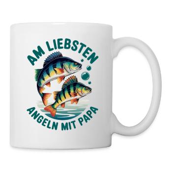 Angeln mit Papa - Tasse - Weiß - Rechts