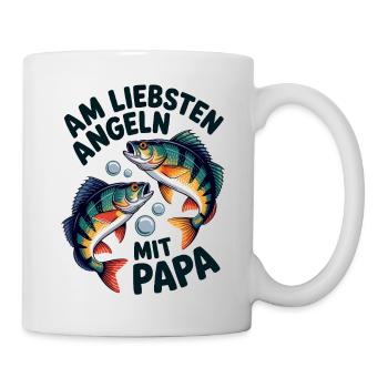 Angeln mit Papa Fischduo - Tasse - Weiß - Rechts