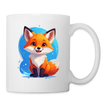 Niedlicher Fuchs vor blauem Hintergrund - Tasse - Weiß - Rechts