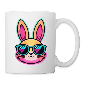 Neonhase mit bunter Brille - Tasse - Weiß - Rechts