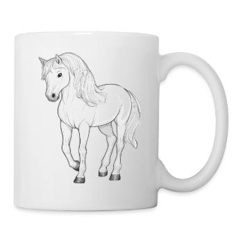 Weißes Pferd - Tasse - Weiß - Rechts