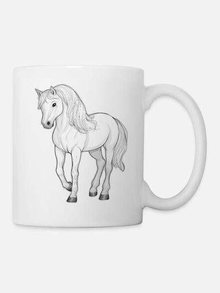 Weißes Pferd - Tasse - Weiß