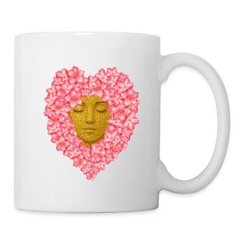 Floral Woman Face / Feminine Flower Illustration - Mug - white - Right