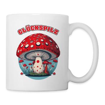 Glückspilz Cartoon Pilz - Tasse - Weiß - Rechts