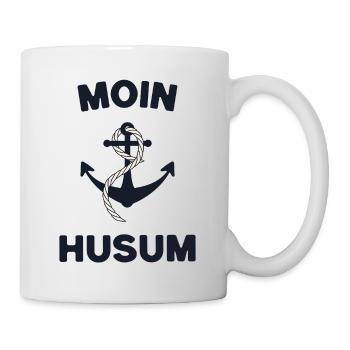 Moin Husum – Maritimes Anker-Design - Tasse - Weiß - Rechts