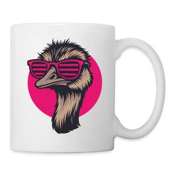 Strauß mit Sonnenbrille, Nandu, Emu - Tasse - Weiß - Rechts