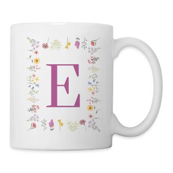Monogramme E avec des fleurs de printemps - Mug blanc - blanc - Droite