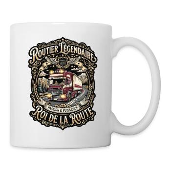 Routier chauffeur poids lourd camion route vintage - Mug blanc - blanc - Droite