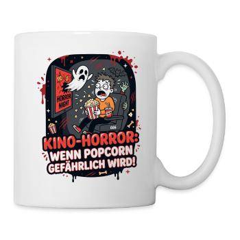 Kino Horror Popcorn Gefahr Lustig - Tasse - Weiß - Rechts