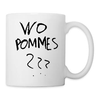 WoPommes – Lustiges Wortspiel Design mit Pommes  - Tasse - Weiß - Rechts