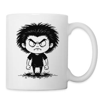 Kindliche Wutentschlossenheit Schwarz und Weiß - Tasse - Weiß - Rechts