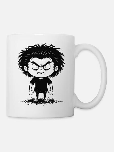 Kindliche Wutentschlossenheit Schwarz und Weiß - Tasse - Weiß