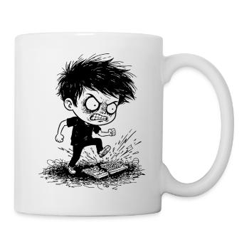 Gamer Anger Broken Keyboard Manga Black Blan - Mug - white - Right