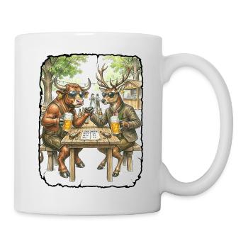 Stier Hirsch Biergarten - Tasse - Weiß - Rechts