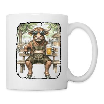 Stier Bulle Biergarten - Tasse - Weiß - Rechts