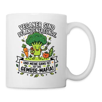 Veganer Gemüse Mafia Humor Spruch - Tasse - Weiß - Rechts