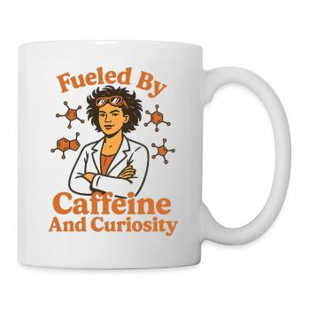 Fueled By Caffeine – Shirt for Female Scientists - Mug - white - Right