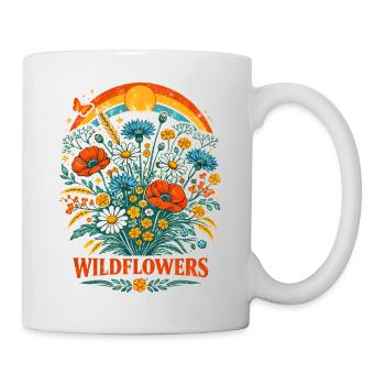 Bunte Wildblumen Regenbogen Sonne Natur Design   - Tasse - Weiß - Rechts