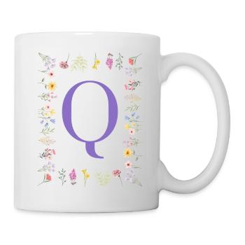 Monogramm "Q", florale Initialen - Tasse - Weiß - Rechts