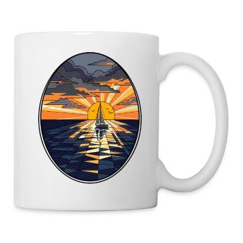 Voilier au coucher du soleil - Mug blanc - blanc - Droite