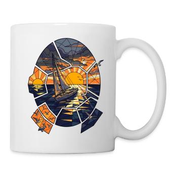 Sailboat at sunset - Mug - white - Right