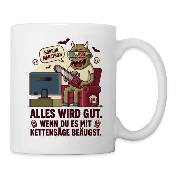 Horror Marathon Kettensäge Humor - Tasse - Weiß - Rechts