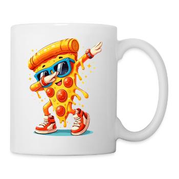 Dabbing Pizza mit Sonnenbrille Dab Dance Käsepizza - Tasse - Weiß - Rechts